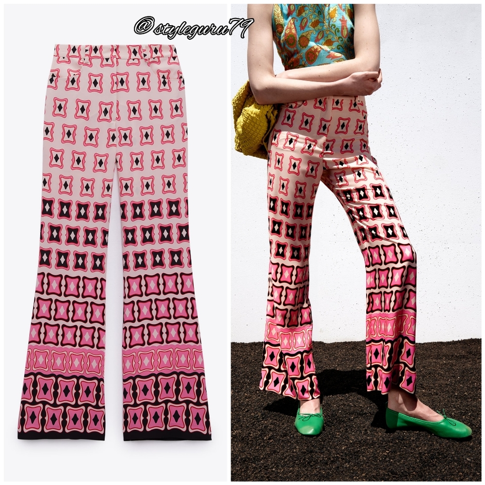 NWT, ZARA, High Waisted Printed Trousers - Picture 4 of 5